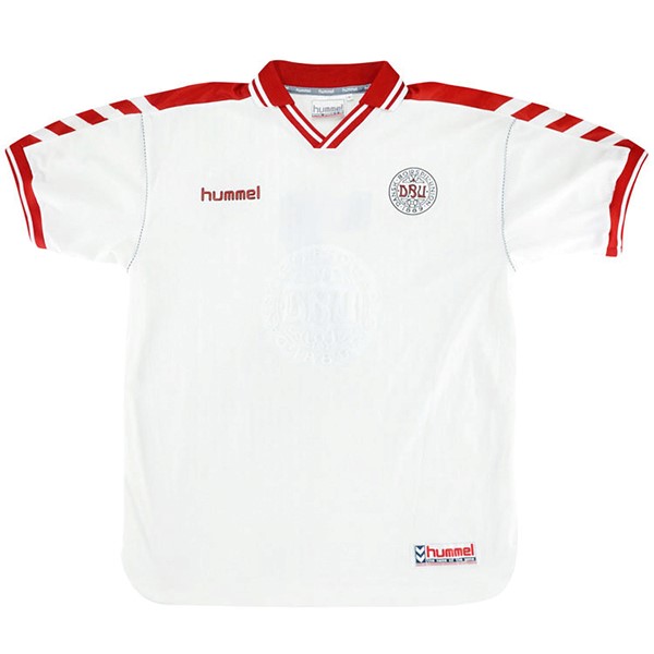 Camiseta Dinamarca Segunda equipación Retro 1998 Blanco